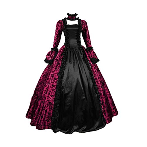 Beokeuioe Damen Viktorianischen Königin Kleider Langarm Mittelalter Kleid Gothic Jahrgang Prinzessin Kleid Abendkleid Gebunden Taille Maxikleid Brautjungfernkleid Hochzeit Karneval Party von Beokeuioe