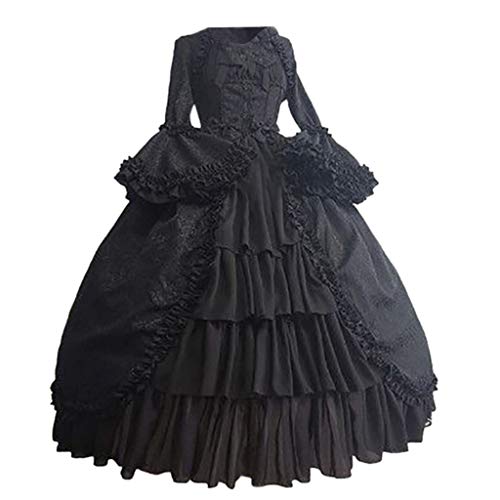 Beokeuioe Damen Vintage Mittelalterlichen Ballkleid Elegant Renaissance Maxikleid Gothic Festkleid Halloween Plisseekleid Barockes Rüschen Abendkleid Viktorianisches Cosplay Kleid von Beokeuioe