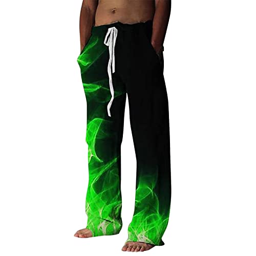 Beokeuioe Elastische Hose Lang Herren Leinenhosen mit Tasche Einfarbig Sommerhose Loose Fit mit Kordelzug Seitetasche Strandhose aus Baumwollmischung Freizeithose Leichte Männer von Beokeuioe