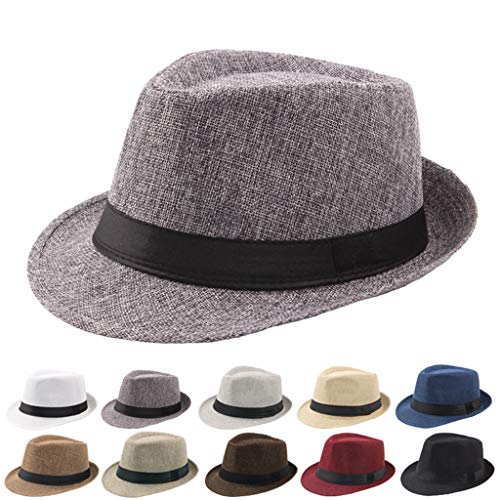 Beokeuioe Fedora-Hut für Mann und Frau - Trilby Mit Breiter Krempe, Vintage Style Panama Filz Gangster Hut - Mafia Herren Bogart Kopfbedeckung Beokeuioe Fedora-Hut für Mann und Frau - Trilby Mit Breiter Krempe, Vintage Style Panama Filz Gangster Hut - Mafia Herren Bogart Kopfbedeckung von Beokeuioe