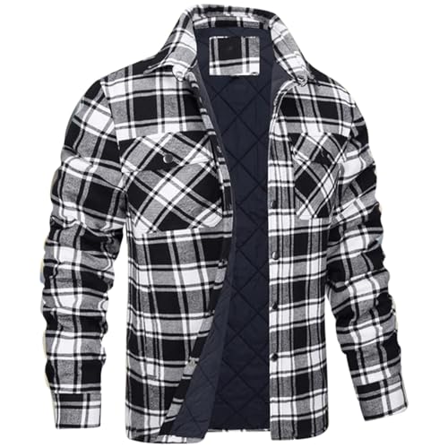Beokeuioe Flanellhemd Vintage Herren Gesteppte Thermohemd Warm Holzfällerhemd Winter Jacke Kariertes Hemdjacke Warme Übergangsjacke Filzjacke mit Innenfutter Arbeitsjacke von Beokeuioe