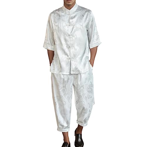 Beokeuioe Freizeitanzug - Chinesische Satin Tangzhuang Traditioneller Tang-Anzug Kampfkunst Kung Fu Tai Chi Uniform Trainingsanzug Langärmelige hemd Hose Kostüm Damen Herren von Beokeuioe