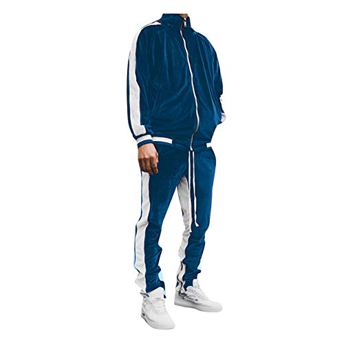 Beokeuioe Freizeitanzug Sport Fitness Gym Goldfarbener Samt Sportanzug Herren Jogginganzug Trainingsanzug Zweiteiler Jogginghose Langarm Sweatshirt Tracksuit zweiteilig von Beokeuioe