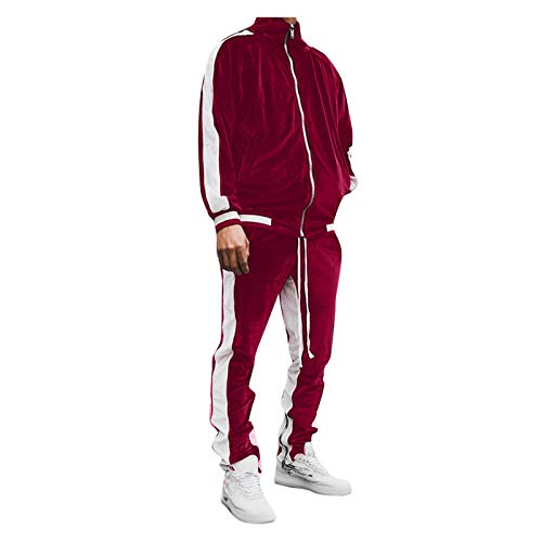 Beokeuioe Freizeitanzug Sport Fitness Gym Goldfarbener Samt Sportanzug Herren Jogginganzug Trainingsanzug Zweiteiler Jogginghose Langarm Sweatshirt Tracksuit zweiteilig von Beokeuioe