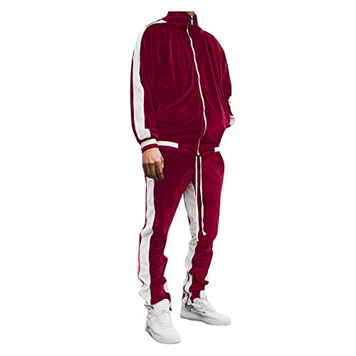 Beokeuioe Freizeitanzug Sport Fitness Gym Goldfarbener Samt Sportanzug Herren Jogginganzug Trainingsanzug Zweiteiler Jogginghose Langarm Sweatshirt Tracksuit zweiteilig von Beokeuioe