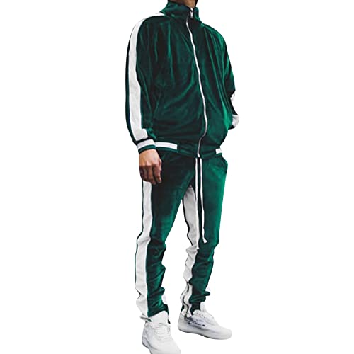 Beokeuioe Freizeitanzug Sport Fitness Gym Goldfarbener Samt Sportanzug Herren Jogginganzug Trainingsanzug Zweiteiler Jogginghose Langarm Sweatshirt Tracksuit zweiteilig von Beokeuioe