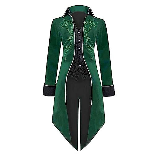 Beokeuioe Gothic Kleidung Viktorianischer Gehrock Lang Mantel Damen Steampunk Vintage Frack Jacke Unregelmäßiger Saum Renaissance Mittelalter Cosplay Uniform Halloween Kostüm von Beokeuioe