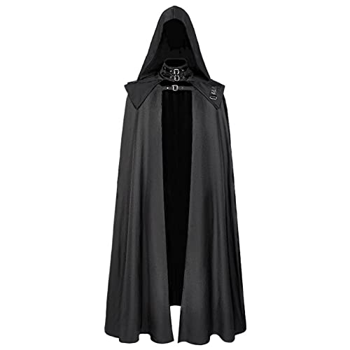 Beokeuioe Halloween Umhange Schwarzer Unisex Robe Umhang fur Erwachsene Umhang Long Black Cloak Mittelalter Umhang Cape Mantel Karneval Cape Vampir Kostüm von Beokeuioe