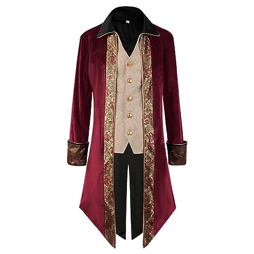 Beokeuioe Halloween Uniform Kostüm Herren Steampunk Mäntel Vintage Frack Jacke Mittelalter Gothic Viktorianischer Frock Mantel Cosplay Mittelalter Herzog Kostüm von Beokeuioe