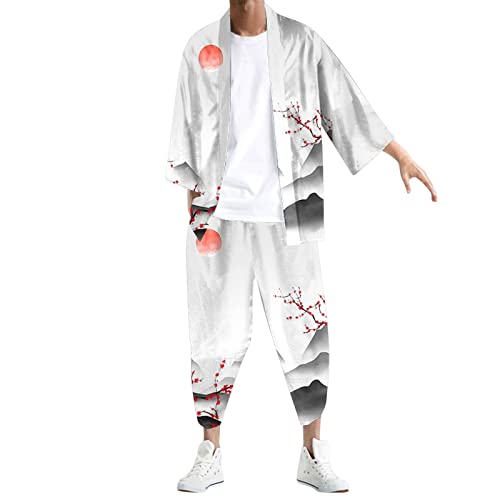 Beokeuioe Haori Jacke + Kurze Hose Trainingsanzug Herren Retro 2 Stück Kimono Anzug Cardigan Mäntel Herren Trainingsanzug Kimono Cassock Cardigan Traditionelles Kimono-Set Beokeuioe Haori Jacke + Kurze Hose Trainingsanzug Herren Retro 2 Stück Kimono Anzug Cardigan Mäntel Herren Trainingsanzug Kimono Cassock Cardigan Traditionelles Kimono-Set von Beokeuioe