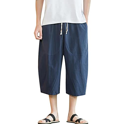 Beokeuioe Herren 3/4 Länge Hosen Sommer Strand Hose Haremshosen Baggy Leinenhose Oversized Bermuda Shorts Baumwolle Leinen Pluderhose Japanisch Freizeithose Kurze Pumphose Beokeuioe Herren 3/4 Länge Hosen Sommer Strand Hose Haremshosen Baggy Leinenhose Oversized Bermuda Shorts Baumwolle Leinen Pluderhose Japanisch Freizeithose Kurze Pumphose von Beokeuioe