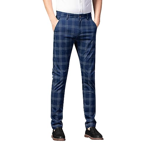 Beokeuioe Herren Chinohose Business Freizeithose Kariert Hose Slim fit Chino mit Stretchhose Stoffhose für Männer Golfhose für Herren lässig kariert Bedruckt Lange Hose von Beokeuioe