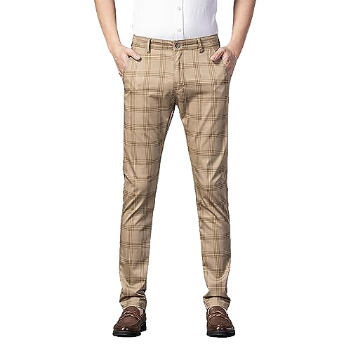 Herren Chinohose Business Freizeithose Kariert Hose Slim fit Chino mit Stretchhose Stoffhose für Männer Golfhose für Herren lässig kariert Bedruckt Lange Hose von Beokeuioe