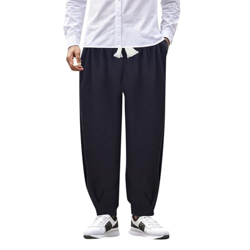 Beokeuioe Herren Cord Hose Cordhose Lose Regular Fit Cordhosen Gerade Pants Freizeithose Mode 5XL Größen mit Kordelzug Hosen Cordhose Breitcord Japanisch Baggy Haremshose von Beokeuioe