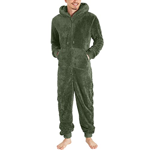 Beokeuioe Herren Flauschig Einteiler Schlafanzug Herren Overall Jumpsuit, One Piece Anzug Fleece Onesie Herren und Teenager Jungen M-5XL, Geschenke für Männer Thermo Plüsch Einteiler von Beokeuioe