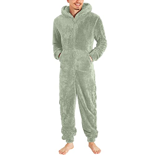 Beokeuioe Herren Flauschig Einteiler Schlafanzug Herren Overall Jumpsuit, One Piece Anzug Fleece Onesie Herren und Teenager Jungen M-5XL, Geschenke für Männer Thermo Plüsch Einteiler von Beokeuioe