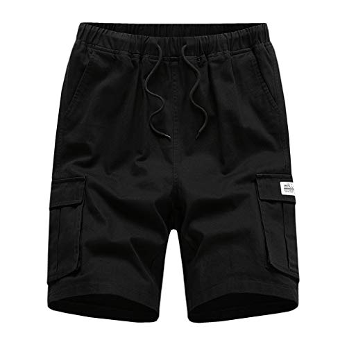 Beokeuioe Herren Freizeit Kurze Hosen Sommer Arbeitsshorts mit Gummizug Cargo Shorts Herren Shorts Sommer Multi Taschen Sport Kurz Hose mit Kordelzug und Gummizug Regular Fit von Beokeuioe