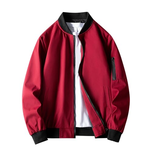 Beokeuioe Herren Frühling Sommerjacke Leichte Bomberjacke mit Tasche Fliegerjacke Stehkragen Blouson Jacke Jungen Sportlich Freizeitjacke Sportjacke Outdoor Übergangsjacke Langarm von Beokeuioe