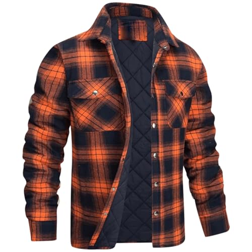 Beokeuioe Herren Gesteppte Thermohemd Warm Flanellhemd Vintage Holzfällerhemd Winter Jacke Kariertes Hemdjacke Warme Übergangsjacke Filzjacke mit Innenfutter Arbeitsjacke von Beokeuioe