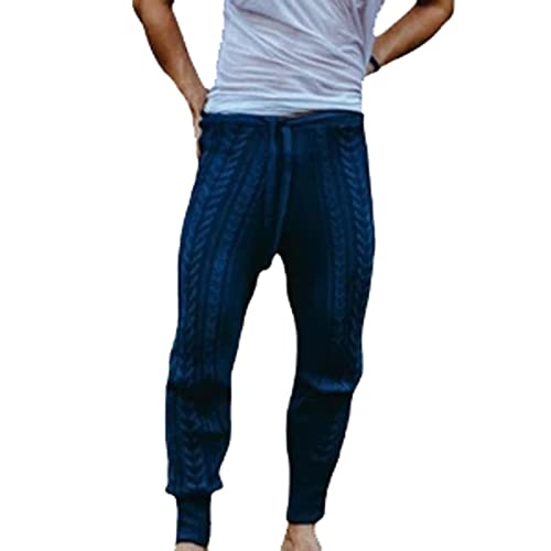 Beokeuioe Herren Gestrickte Leggings Lange Sportleggings Kordelzug Jogginghose Strickhosen Sporthose Herrenhose Gestrickte Hose Knit Pant Herren Sweathose Freizeithose von Beokeuioe