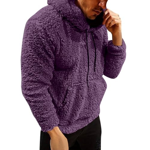 Beokeuioe Herren Hoodie Teddy Kapuzenpullover für Männer Fleece Pullover mit Kapuze Pulli Longsleeve Sweatshirt Herren Teddy-Fell Fleecejacke warm Flauschig Pulli Thermal Hoodies von Beokeuioe