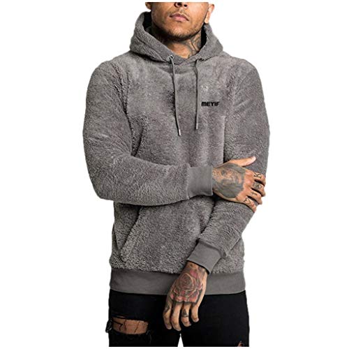 Beokeuioe Herren Hoodie Teddy Kapuzenpullover für Männer Fleece Pullover mit Kapuze Pulli Longsleeve Sweatshirt Herren Teddy-Fell Fleecejacke warm Flauschig Pulli Thermal Hoodies von Beokeuioe