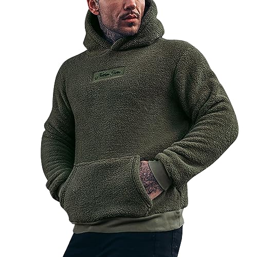 Beokeuioe Herren Hoodie Teddy Kapuzenpullover für Männer Fleece Pullover mit Kapuze Pulli Longsleeve Sweatshirt Herren Teddy-Fell Fleecejacke warm Flauschig Pulli Thermal Hoodies von Beokeuioe