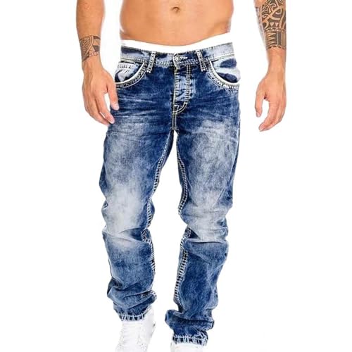 Beokeuioe Herren Jeanshose Denim Stretch Baumwolle Blau Schwarz bequem und pflegeleicht Herren-Jeans Jeans Hose Männer - Regular Fit Straight Cut - Stretch - Jeans-Hose Basic Washed von Beokeuioe