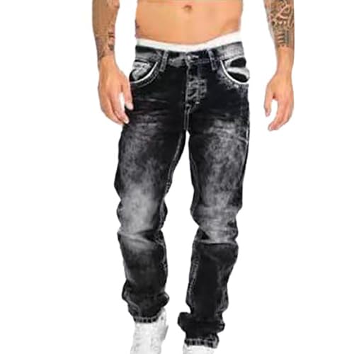 Beokeuioe Herren Jeanshose Denim Stretch Baumwolle Blau Schwarz bequem und pflegeleicht Herren-Jeans Jeans Hose Männer - Regular Fit Straight Cut - Stretch - Jeans-Hose Basic Washed von Beokeuioe