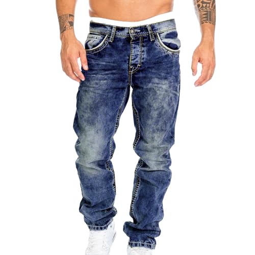 Beokeuioe Herren Jeanshose Denim Stretch Baumwolle Blau Schwarz bequem und pflegeleicht Herren-Jeans Jeans Hose Männer - Regular Fit Straight Cut - Stretch - Jeans-Hose Basic Washed von Beokeuioe