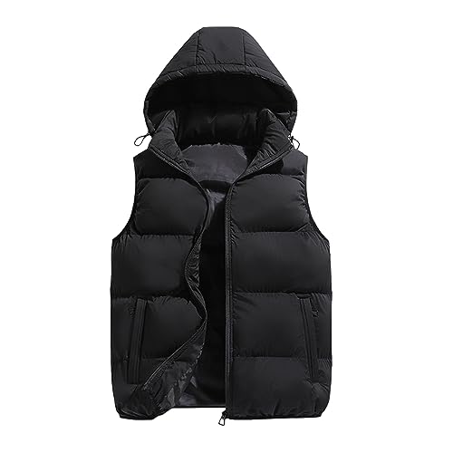 Beokeuioe Herren Kapuzenweste Daunenweste Weste mit Kapuze Steppweste Bodywarmer Reißverschluss Weste Ärmellose Sportweste Zip Wärme Freizeit Outdoor von Beokeuioe