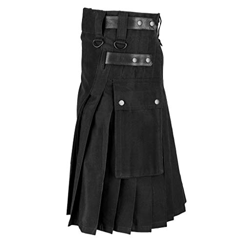 Beokeuioe Herren Mode Schottischer Rock Neue Männer Traditioneller Kilt Rock Utility Männlich Klassischer Retro Rock Mittelalterliche Schottland Faltenröcke Spleiß Schottischer Kilt von Beokeuioe