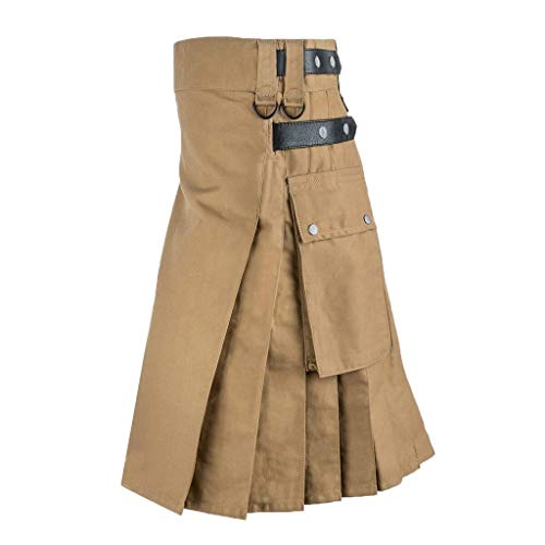 Beokeuioe Herren Mode Schottischer Rock Neue Männer Traditioneller Kilt Rock Utility Männlich Klassischer Retro Rock Mittelalterliche Schottland Faltenröcke Spleiß Schottischer Kilt von Beokeuioe