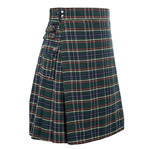 Beokeuioe Herren Mode Schottischer Rock Neue Männer Traditioneller Kilt Rock Utility Männlich Klassischer Retro Rock Mittelalterliche Schottland Faltenröcke Spleiß Schottischer Kilt von Beokeuioe