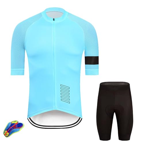 Beokeuioe Herren Radtrikot Set Kurzarm Herrentrikot und Radhose Atmungsaktiv Schnell Trockend Rennrad Trikot Fahrradbekleidung Sommer Zweiteiliger MTB Fahrrad Sport Set Radbekleidung von Beokeuioe