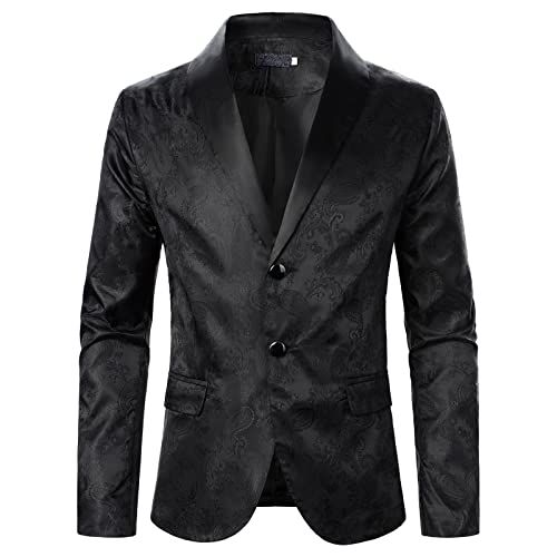 Beokeuioe Herren Sakko Jacquard Blumenmuster Blazer Freizeit Business Anzugjacken für Männer Anzugjacke Regular Fit Elegant Herren Anzüge Jacke Festliche Neujahr Hochzeit Smokings von Beokeuioe
