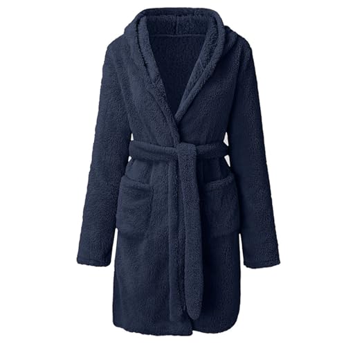 Beokeuioe Herren Saunamantel mit Kapuze Bademantel Herren Flauschig Fleece V-Ausschnitt Kimono Roben Langes Nachtwäsche Herren Sauna Mantel Leichter Morgenmantel Frottee von Beokeuioe