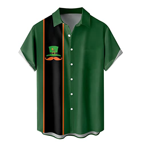 Beokeuioe Herren St. Patrick's Day T-Shirt Männer 3D-Druck Kleeblatt Freizeithemd Strandshirt Kurzarm Leicht Summer Oversized Funky Hawaii Hemden Irland Lässiges Tees kurzarmshirt von Beokeuioe