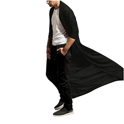 Beokeuioe Herren Strickjacke Cardigan Übergangsjacke Asymmetric lange Herren Muskel Transparent Strickjacke Netz Hemden Langarm Top Dünne sommer jacke Robe Umhang von Beokeuioe