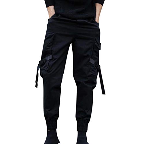 Beokeuioe Herren Techwear Hosen Hip Hop Jogger Cargo Trousers Baggy Streetwear Punk Hose Cargo-Arbeitshose für Herren, mehrere Taschen, elastische Taille Streetwear für Männer von Beokeuioe