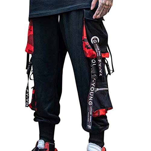 Beokeuioe Herren Techwear Hosen Hip Hop Jogger Cargo Trousers Baggy Streetwear Punk Hose Slim Fit Trainingshose Freizeithose Hip Hop Pants Streetwear Kleine FüßE Hose lange herren von Beokeuioe