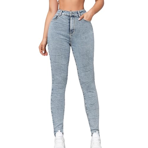 Beokeuioe High Waist Jeans Baggy Jeans Damen Lässig Jeans Damen Knie Zerrissen Jeans Mom Jeans Damen Stretch Boyfriend Denim Jeans Kratzer Loch zerrissen Jeanshose von Beokeuioe