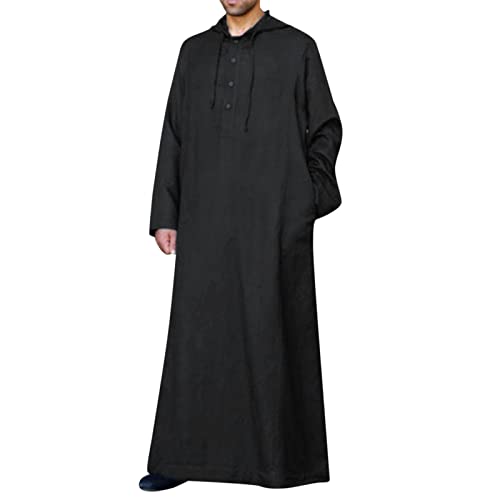 Beokeuioe Islamische Ethnische Kleidung Muslimische Kleider Herren islamische Kleidung Langarm Lang Elegant Männer Muslim Saudi-Arabien Normallack Standplatz Kragen Robe shirt von Beokeuioe