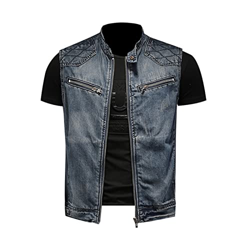 Beokeuioe Jeanswesten für Herren Jeansjacke Ärmellos Jacke Fashion Casual Jeansweste für Freizeit Motorradweste Wandern Weste Jeans Weste Denim Vest Jeansweste von Beokeuioe