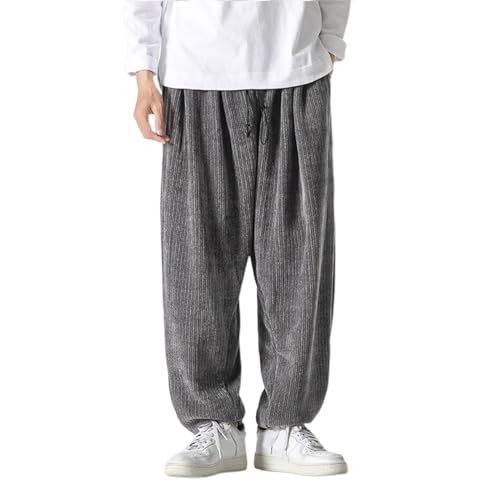 Beokeuioe Jogginghose Cord Haremshose Herren Cordhose Herren Baggy Breite Herren Grau Haremshose Herren Mit Taschen Cordhose Herren 5XL Jogginghose Oversize von Beokeuioe