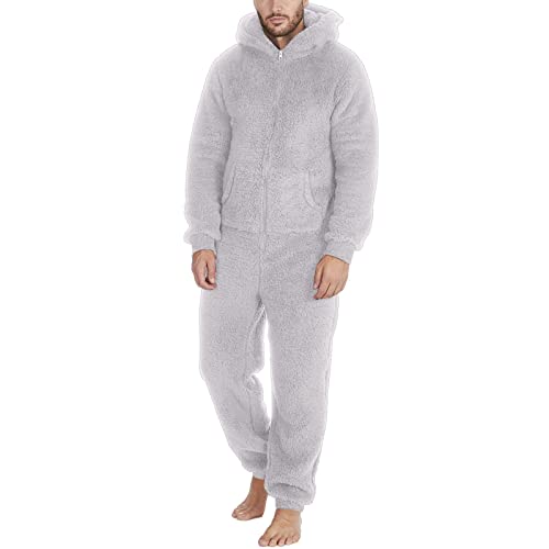 Beokeuioe Jumpsuit Herren Kuschelig XXL Kuschelig Overall Lang Schlafoverall Pyjama Hausanzug Winter Gefüttert Männer Paar Bodysuit Plüsch Thread Warm Pyjama von Beokeuioe