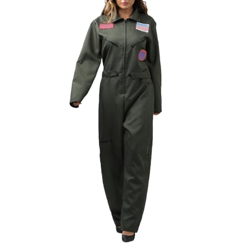 Beokeuioe Kampfpilot Flieger Kostüm Herren Kampfjet Pilot Aviator Overall Army Armee Bundeswehr Halloween Cosplay Party Bühne Karneval Kostüm Flieger Anzug Pilot Outfit Ganzanzug von Beokeuioe