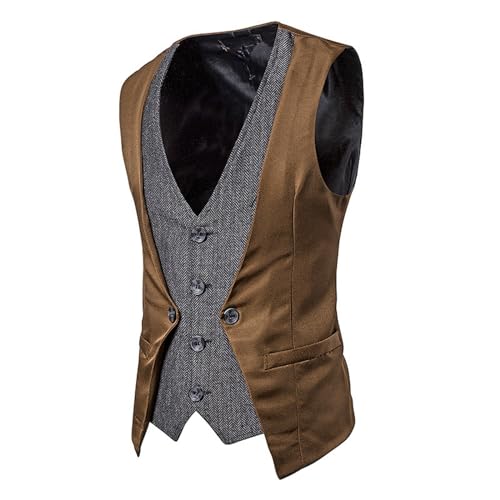 Beokeuioe Klassisch Groomsmen Bräutigam Hochzeitsweste Slim fit Smokingweste Falscher Zweiteiliger Anzug Herren Abschlussball Geschäft Büro Businessweste für Männer Herrenweste von Beokeuioe