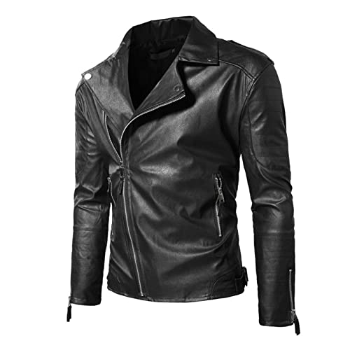 Beokeuioe Kunstlederjacke Herren, Motorrad Jacket Revers Reißverschluss Slim fit Biker Bomberjacke Western Fliegerjacke Wasserdicht Bikerjacke Freizeit Herrenjacke Übergangsjacke von Beokeuioe