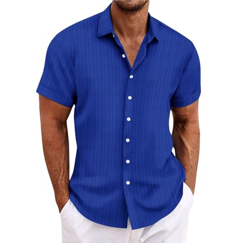 Beokeuioe Leinenhemd Freizeithemd Mit Brusttasche Kurzarmhemd Herren Hemd Kurzarm Businesshemd Einfarbig Basic Shirt for Männer sommerhemd Herren Hemd Strandhemd von Beokeuioe